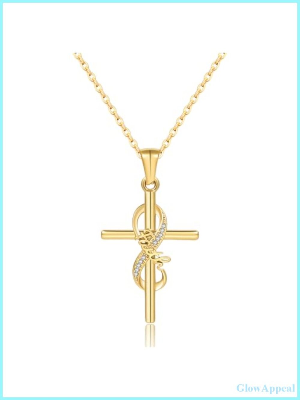 18K Gold Plated Stainless Steel Cross Necklace for Women Faith Pendant Gift